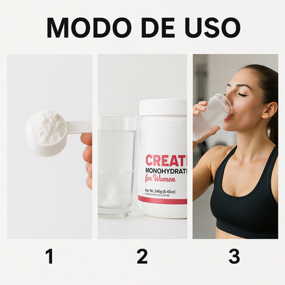 Suplemento de creatina para mujer - para crecimiento muscular magro, recuperación